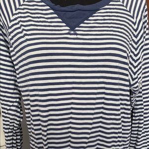 J Crew 100% Cotton Navy/White Striped Long Sleeve